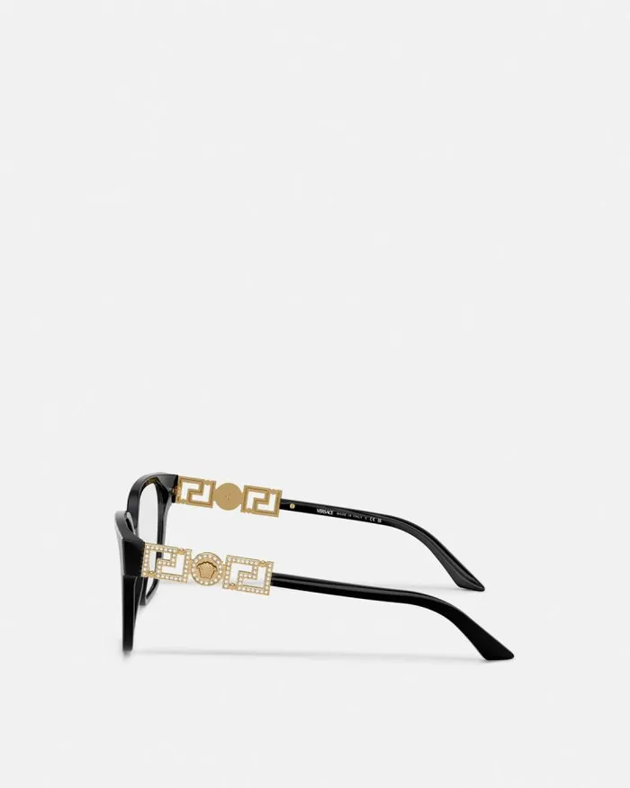 Greca Strass Glasses Blackgold Women Versace Eyeglass Frames