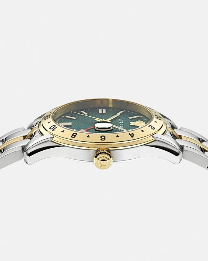 Greca Time GMT Watch Silvergold Men Versace Watches