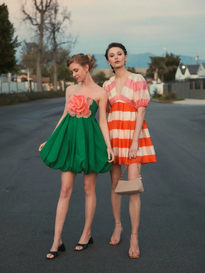 Green Strapless Faille Mini Dress With 3D Flower Spring Green Women Every Day Dresses Mac Duggal