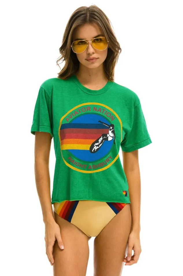 Haight Ashbury Boyfriend Tee 8211 Kelly Green Women Aviator Nation Tees