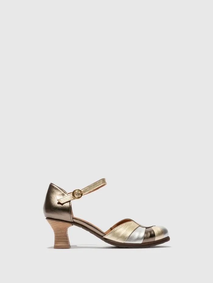 Heel Shoes BESH087FLY GRAPHITESILVERGOLD Women Fly London Shoes