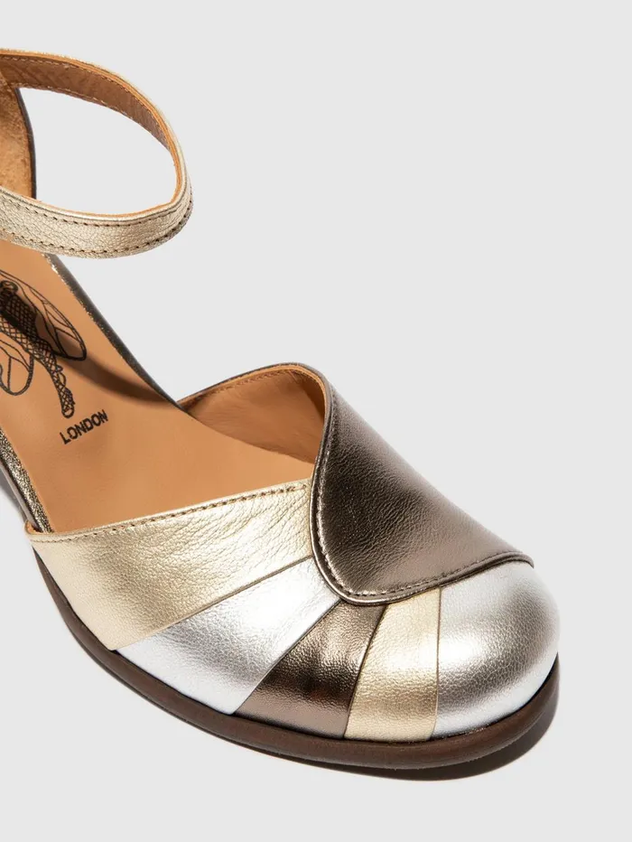 Heel Shoes BESH087FLY GRAPHITESILVERGOLD Women Fly London Shoes