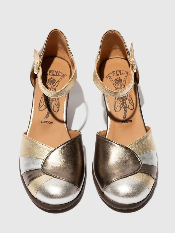 Heel Shoes BESH087FLY GRAPHITESILVERGOLD Women Fly London Shoes