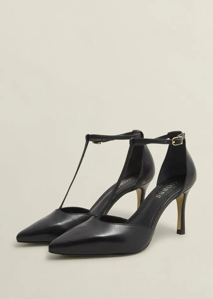 Heels Women HOBBS Alice Leather Tbar Courts Black