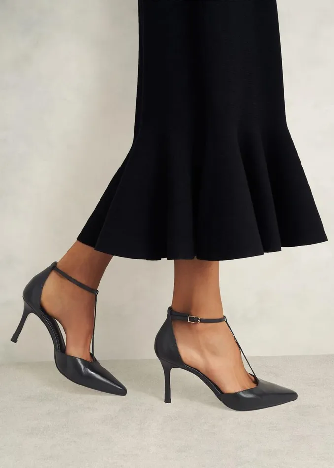 Heels Women HOBBS Alice Leather Tbar Courts Black