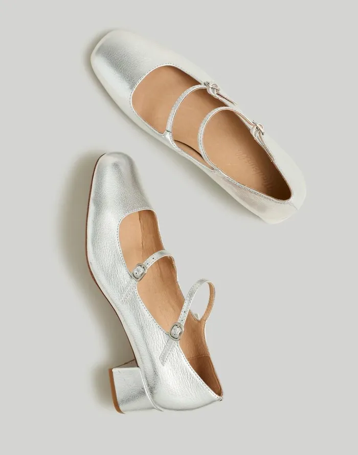 Heels Women Madewell The Nettie Heeled Mary Jane Bright Silver