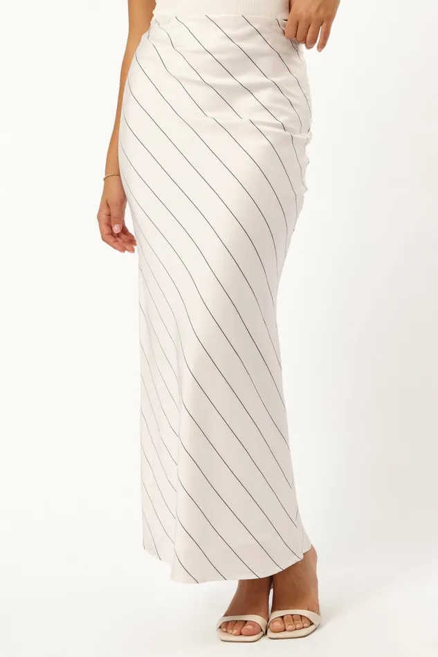 Heidi Stripe Slip Skirt White Black Stripe Skirts Petal and Pup Women