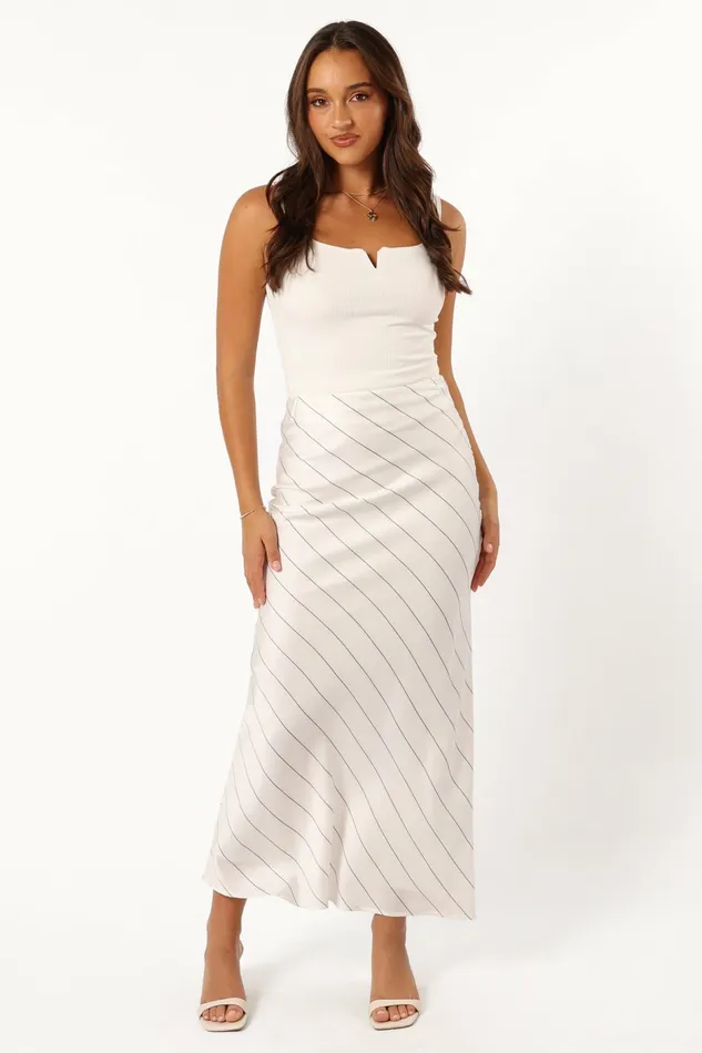 Heidi Stripe Slip Skirt White Black Stripe Skirts Petal and Pup Women