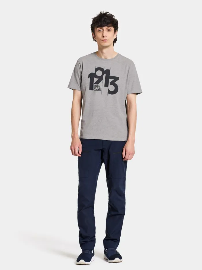 Heritage Printed Men039s Tshirt Grey Melange Men Didriksons Tshirts and Polos Heritage Printed Men039s Tshirt Grey Melange Men Didriksons Tshirts and Polos