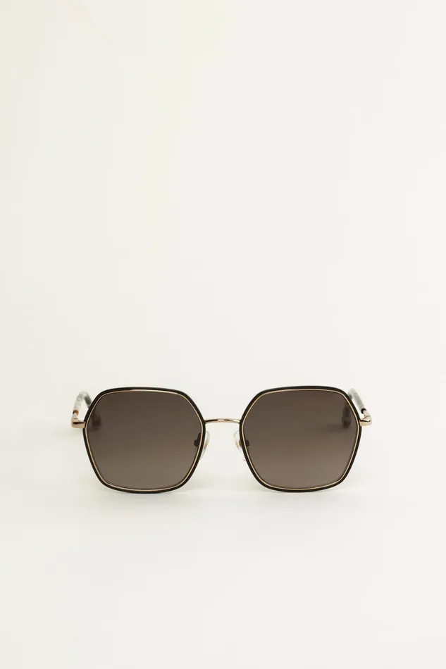 Hexagonal Sunglasses Lea Black Women Baandsh Eyewear