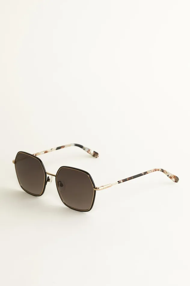 Hexagonal Sunglasses Lea Black Women Baandsh Eyewear