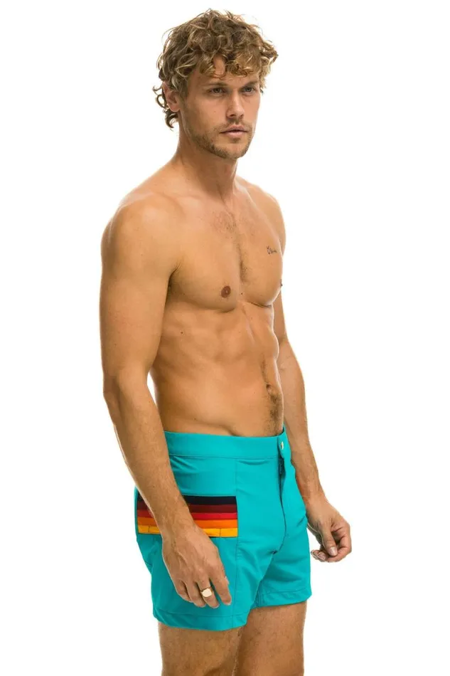 Horizontal 5 Stripe Flex Shorts 8211 Jade Men Aviator Nation Shorts