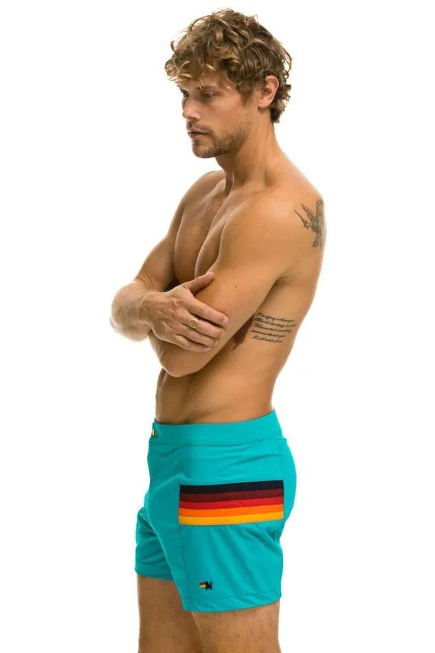 Horizontal 5 Stripe Flex Shorts 8211 Jade Men Aviator Nation Shorts