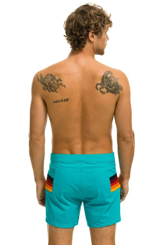Horizontal 5 Stripe Flex Shorts 8211 Jade Men Aviator Nation Shorts