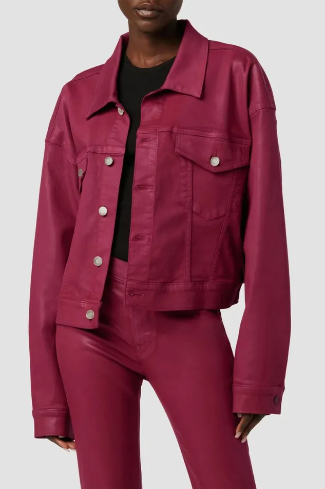 Hudson Jeans Jackets and Outerwear Brea Swing Trucker Jacket Coated Beet Red 8211 Women Hudson Jeans Jackets and Outerwear Brea Swing Trucker Jacket Coated Beet Red 8211 Women