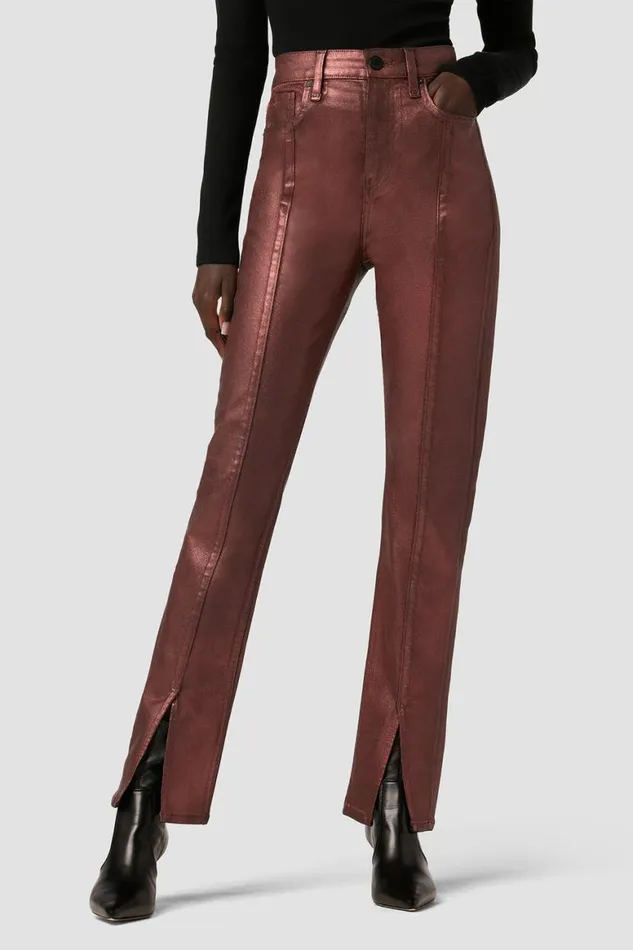 Hudson Jeans Straight Harlow Ultra HighRise Cigarette Jean W Slit Hem Cinnamon Glitter 8211 Women