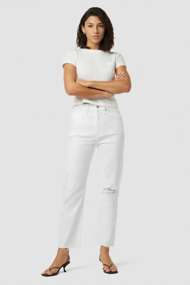 Hudson Jeans Straight Jade HighRise Straight Crop Jean Torn White 8211 Women Hudson Jeans Straight Jade HighRise Straight Crop Jean Torn White 8211 Women