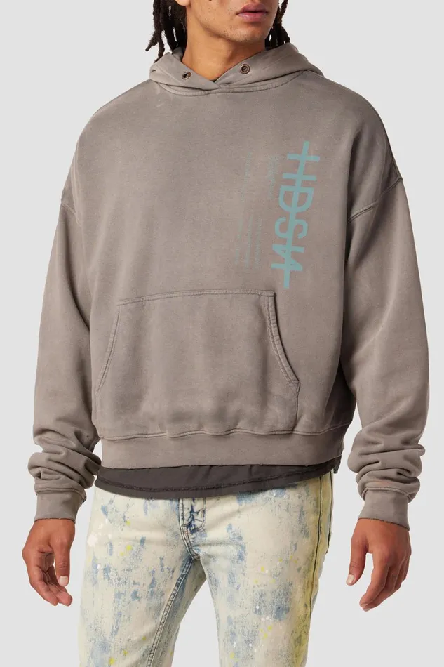 Hudson Jeans Tops and Sweaters Crop Hoodie Storm Grey 8211 Men