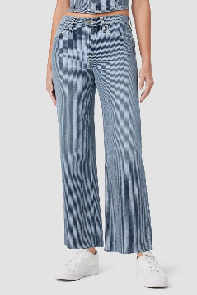 Hudson Jeans Wide Leg Rosie HighRise Wide Leg Ankle Jean Railroad Stripe 8211 Women