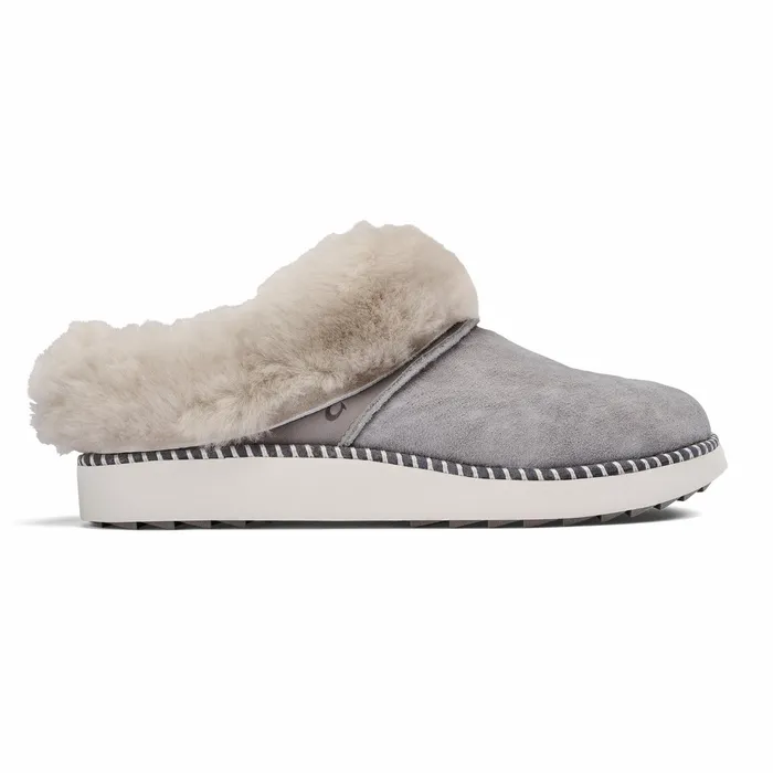 IndoorOutdoor Women Olukai Kui Fuzzy SlipOn Slippers 8211 Fog