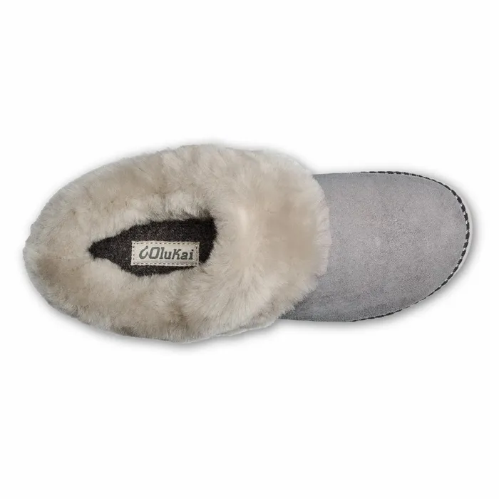 IndoorOutdoor Women Olukai Kui Fuzzy SlipOn Slippers 8211 Fog
