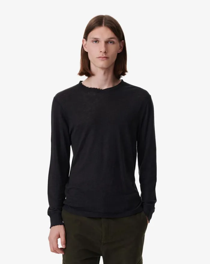 IRO ARONA ROUNDNECK LINEN TSHIRT Black Men Tshirts