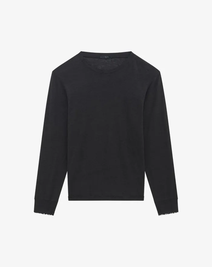 IRO ARONA ROUNDNECK LINEN TSHIRT Black Men Tshirts