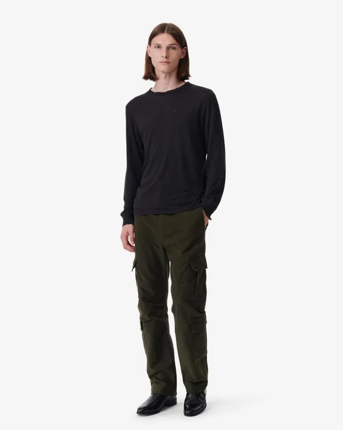 IRO ARONA ROUNDNECK LINEN TSHIRT Black Men Tshirts