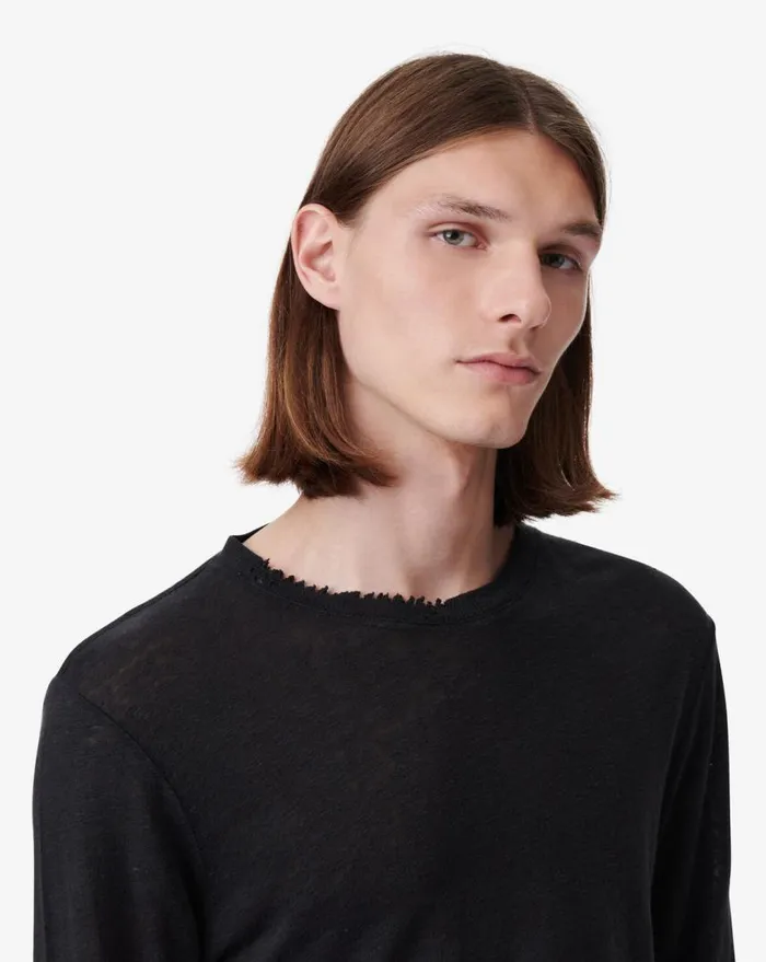 IRO ARONA ROUNDNECK LINEN TSHIRT Black Men Tshirts