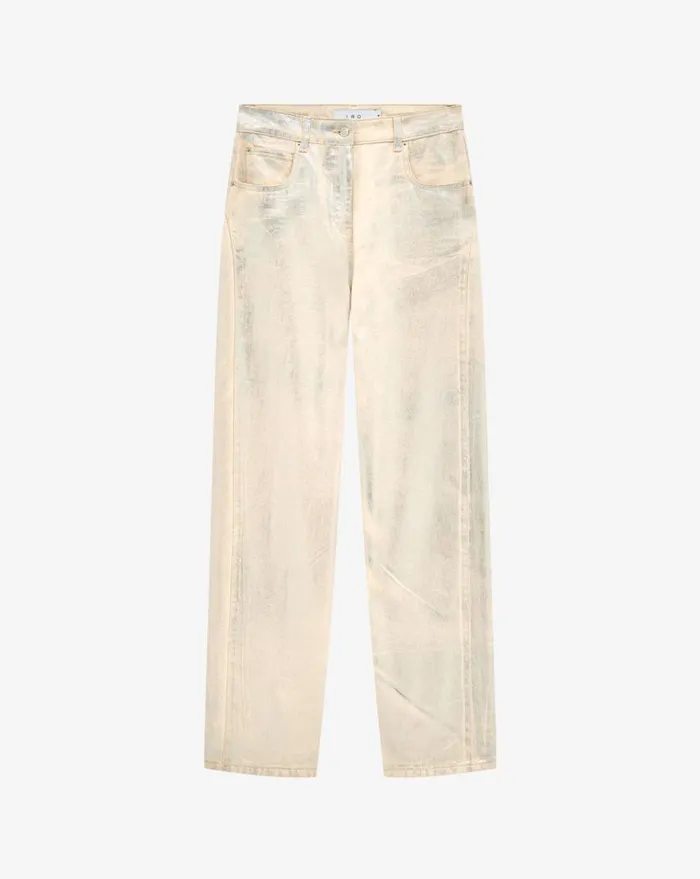 IRO CHANDRA METALLIC JEANS Ecru Silver Lurex Women Jeans