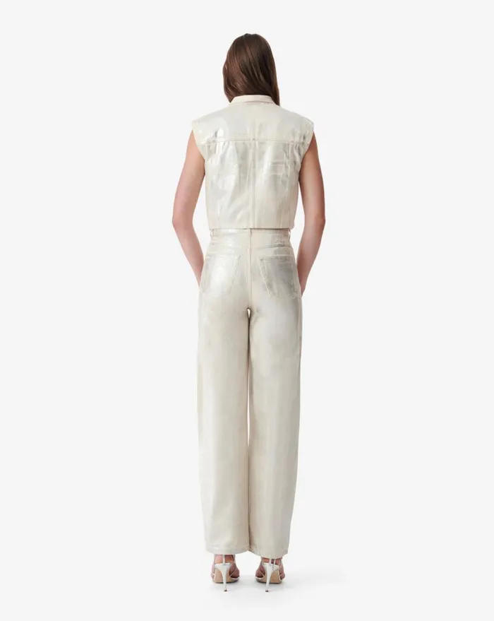 IRO CHANDRA METALLIC JEANS Ecru Silver Lurex Women Jeans