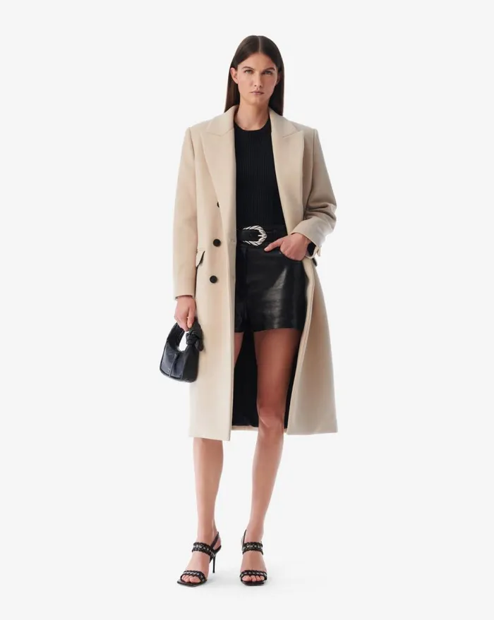 IRO GARANCE LONG WOOL COAT Beige Women Jackets and Coats