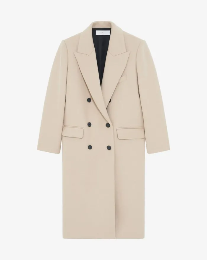 IRO GARANCE LONG WOOL COAT Beige Women Jackets and Coats