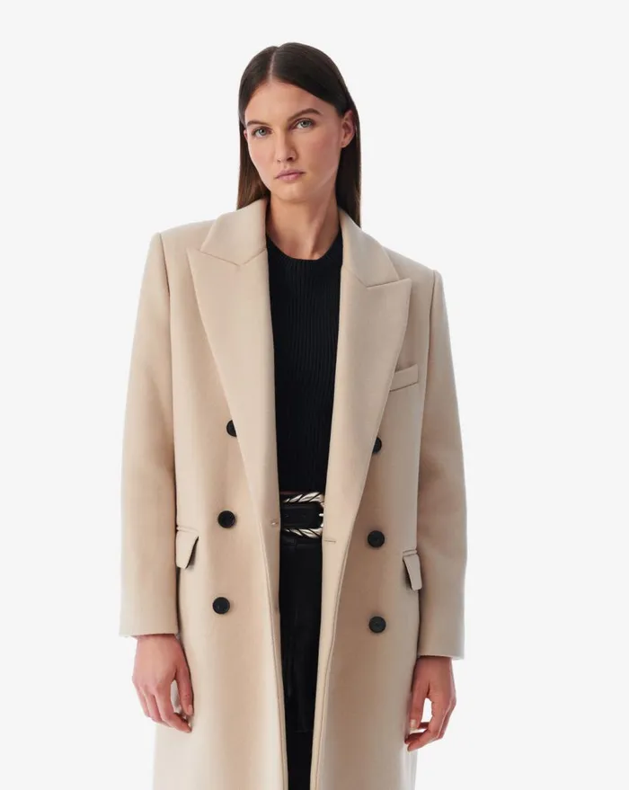 IRO GARANCE LONG WOOL COAT Beige Women Jackets and Coats