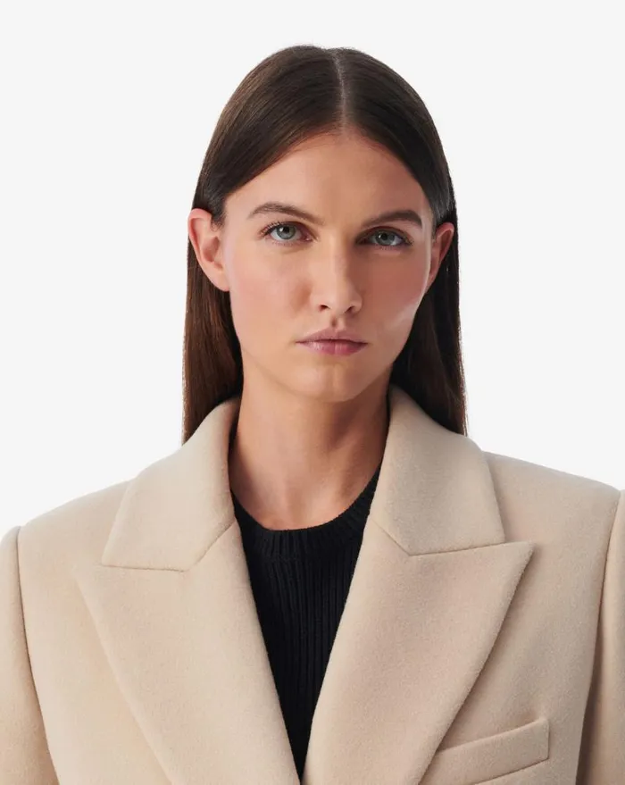 IRO GARANCE LONG WOOL COAT Beige Women Jackets and Coats