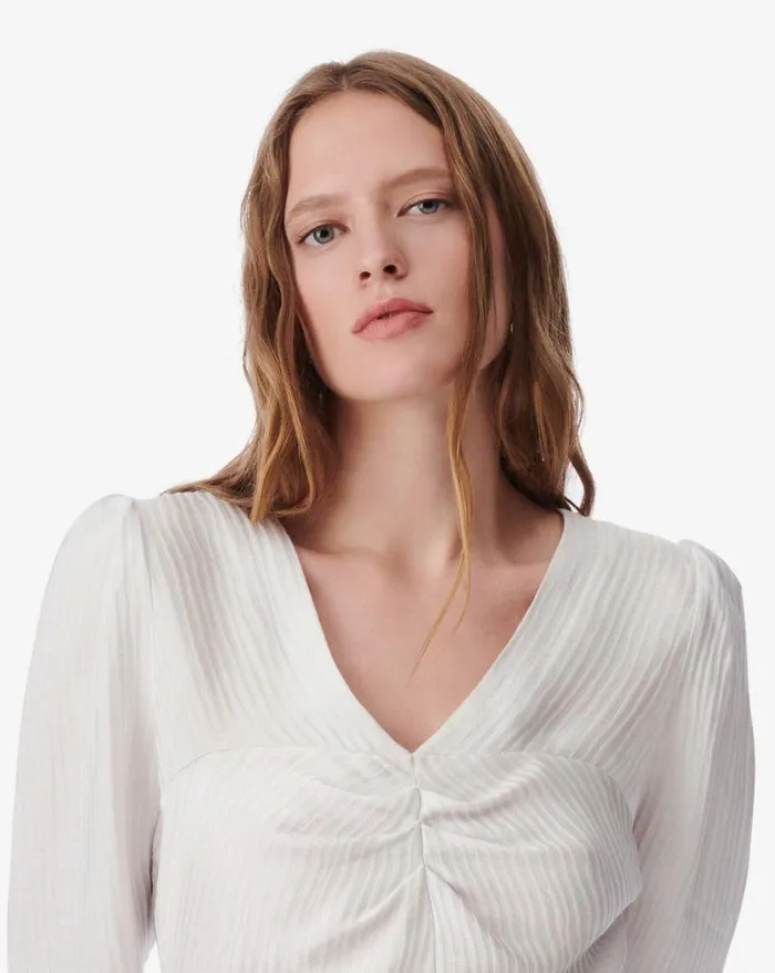 IRO IMAE CROPPED STRIPED VNECK TOP Black Women Tops and Shirts