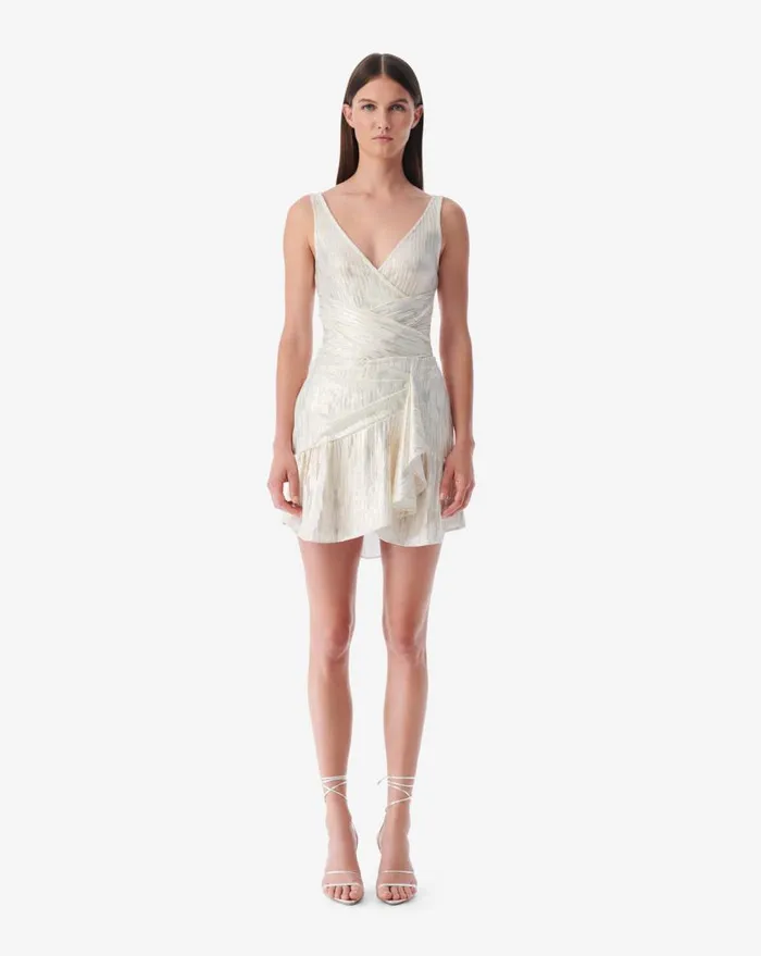 IRO IMANE RUFFLED LUREX MINISKIRT Grey Lurex Women Shorts and Skirts