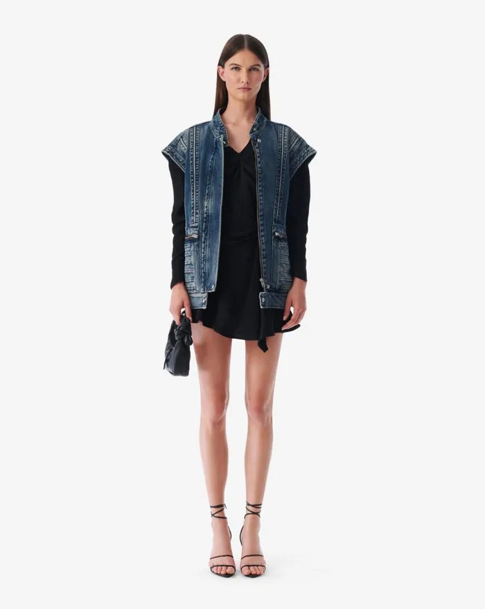 IRO ISADIE SHORT STRIPED RUFFLED SKIRT Black Women Shorts and Skirts