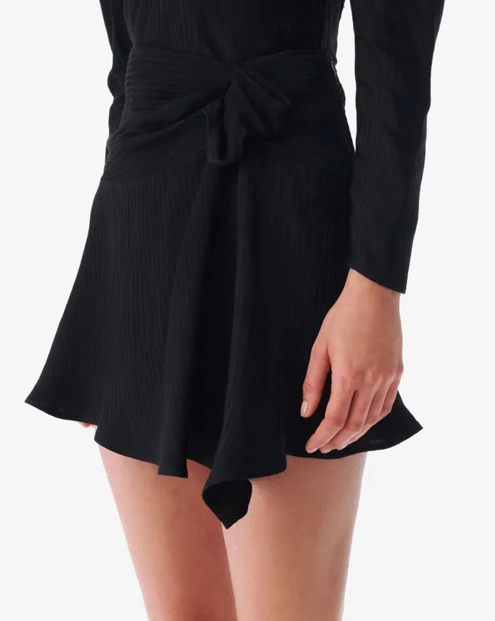 IRO ISADIE SHORT STRIPED RUFFLED SKIRT Black Women Shorts and Skirts