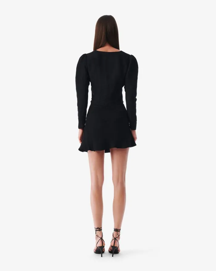 IRO ISADIE SHORT STRIPED RUFFLED SKIRT Black Women Shorts and Skirts