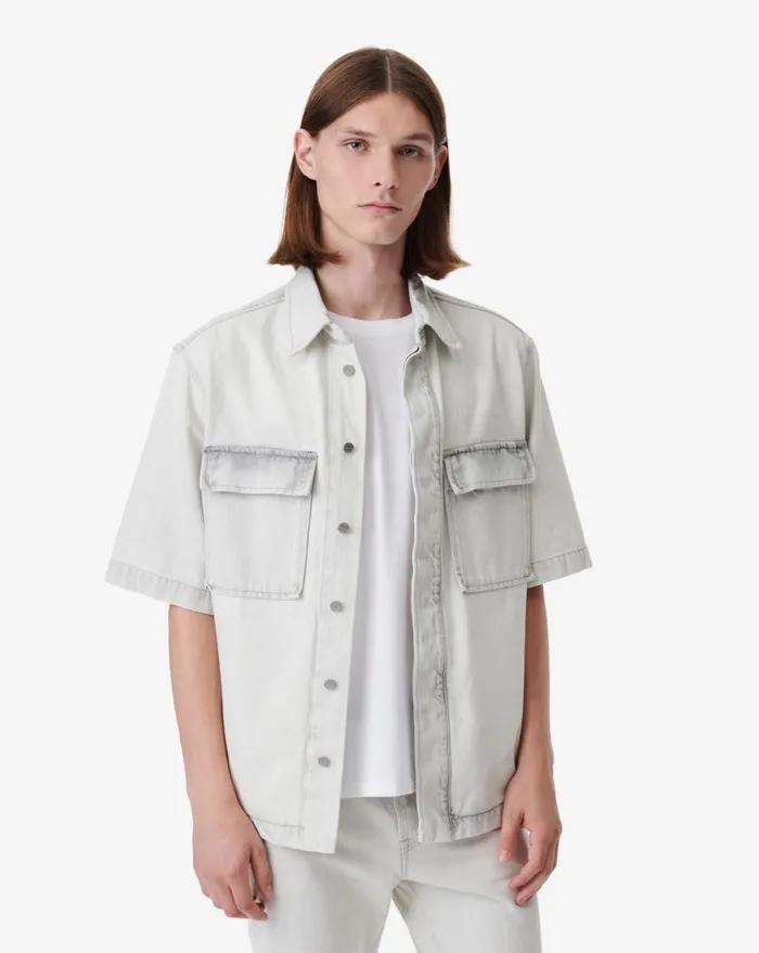 IRO IVERA WASHED DENIM SHIRT Bleached Grey Men Tshirts
