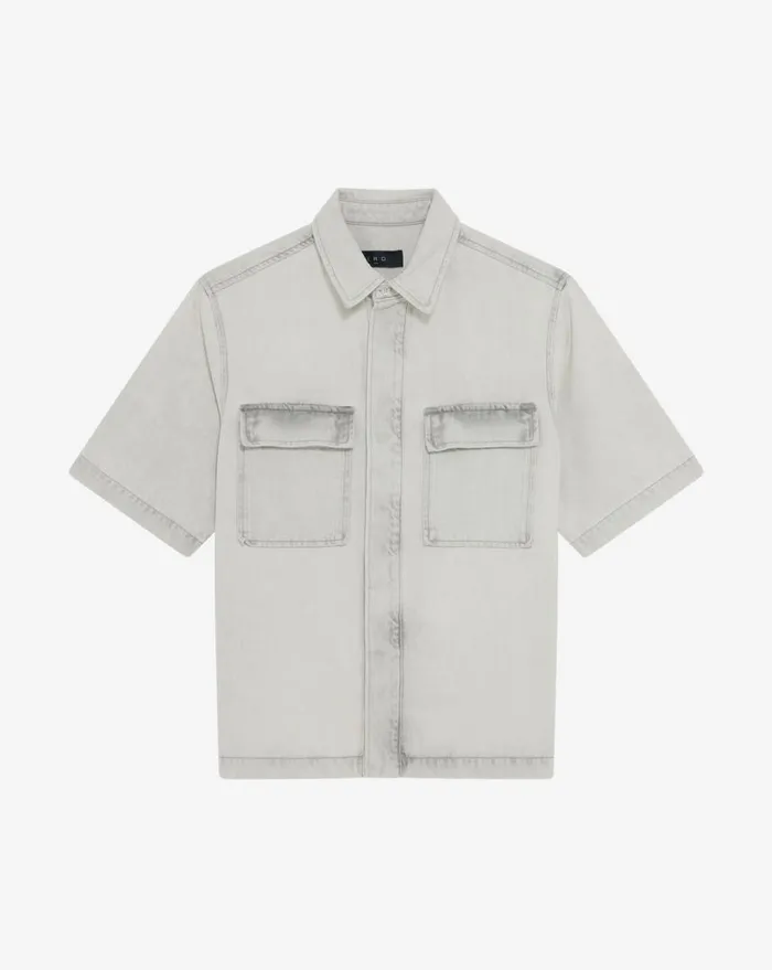 IRO IVERA WASHED DENIM SHIRT Bleached Grey Men Tshirts
