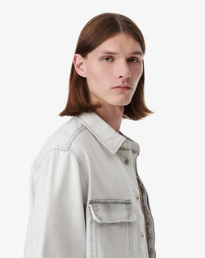IRO IVERA WASHED DENIM SHIRT Bleached Grey Men Tshirts