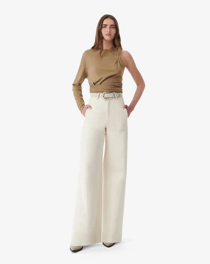 IRO JOVANKA ASYMMETRICAL TOP Khaki Women Tops and Shirts