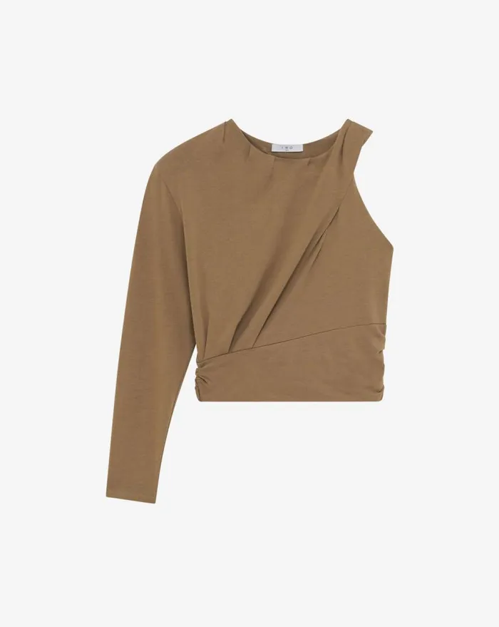 IRO JOVANKA ASYMMETRICAL TOP Khaki Women Tops and Shirts