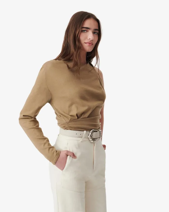 IRO JOVANKA ASYMMETRICAL TOP Khaki Women Tops and Shirts