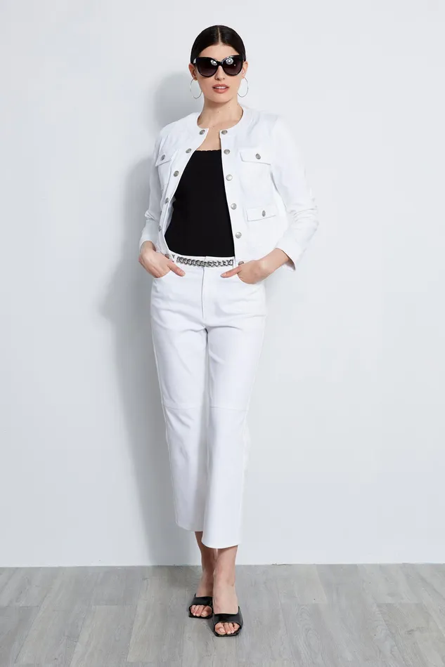 Jackets and Blazers Women Elie Tahari Crest Button Denim Jacket WHITE