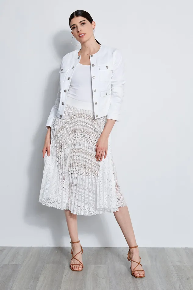 Jackets and Blazers Women Elie Tahari Crest Button Denim Jacket WHITE