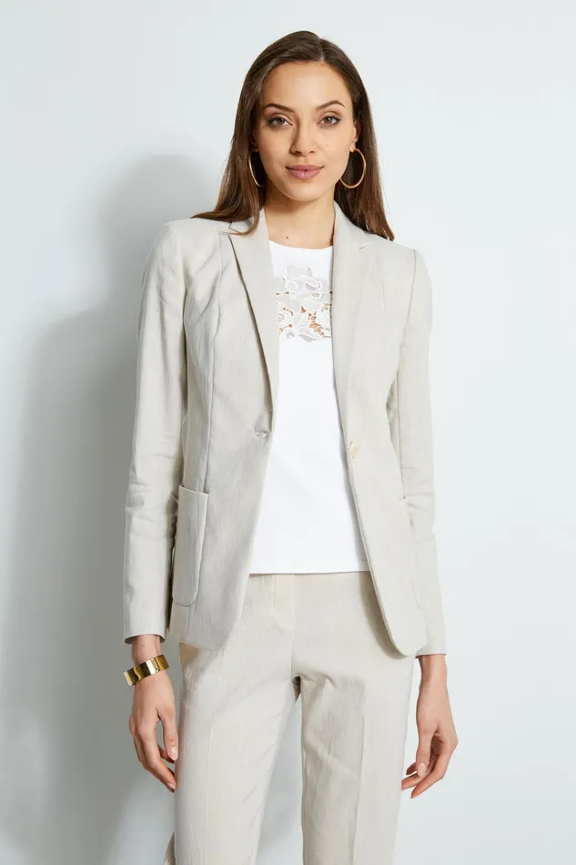 Jackets and Blazers Women Elie Tahari Linen Blazer PUTTY MELANGE