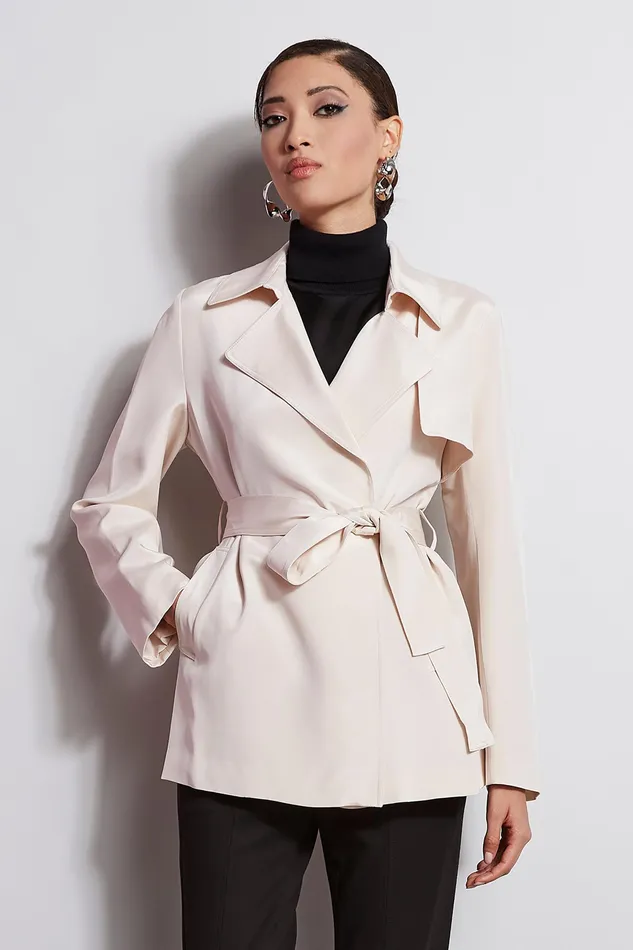 Jackets and Blazers Women Elie Tahari Silk Trench Jacket MARBLE ARCH